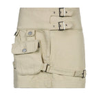 High Waist Multi-pocket Washed Denim Skirt for Summer