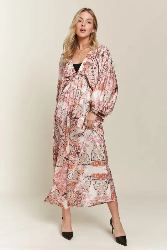 Printed V-Neck Batwing Sleeve Summer Dress For Women – Vibrant Print, Chic & Relaxed, Flattering, Effortlessly Stylish Stevvex