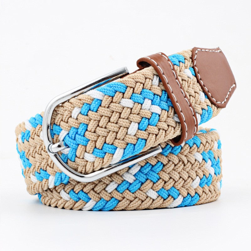 Women's Canvas Belt Student Pants Casual Stretch Braided Needle Buckle Pi-Mart