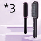 New 2 In 1 Hair Straightener Hot Comb Negative Ion Curling Tong Dual-purpose Electric Hair Brush Pi-Mart