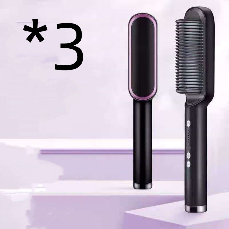 New 2 In 1 Hair Straightener Hot Comb Negative Ion Curling Tong Dual-purpose Electric Hair Brush Pi-Mart