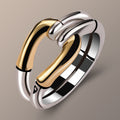 Ins Style Geometric Bone Bamboo Creative Two-tone Ring Pi-Mart