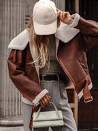 Shearling Lined Zip Up Jacket THRIXINE