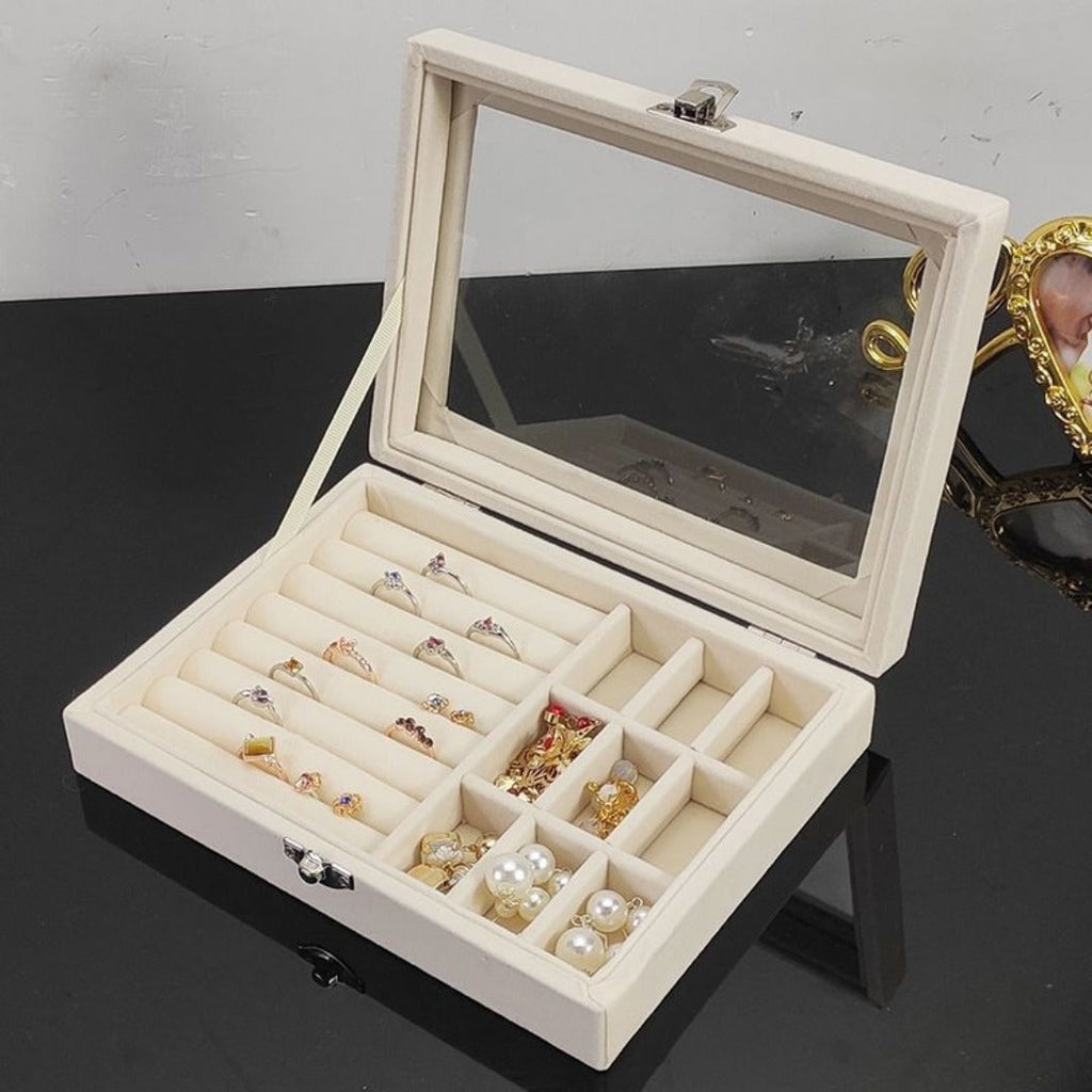 Flannel dustproof jewelry box with lid, ring earrings, earrings, necklace storage box, anti-oxidation jewelry storage box - SJB-DIAMOND ELITES
