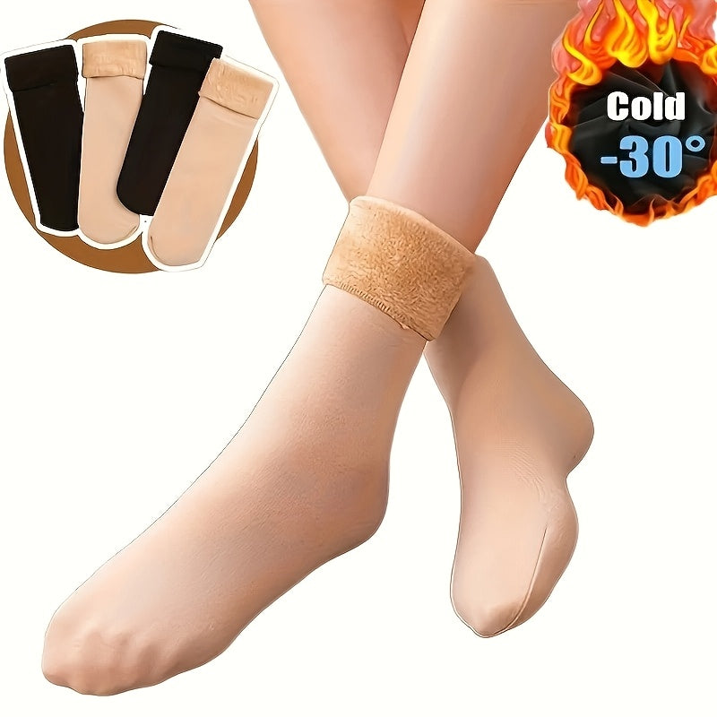 4 Pairs Snow Socks With Plush Lined, Thickened Warm Floor Socks, Winter Cold Cold Warm Socks Lootquake LLC