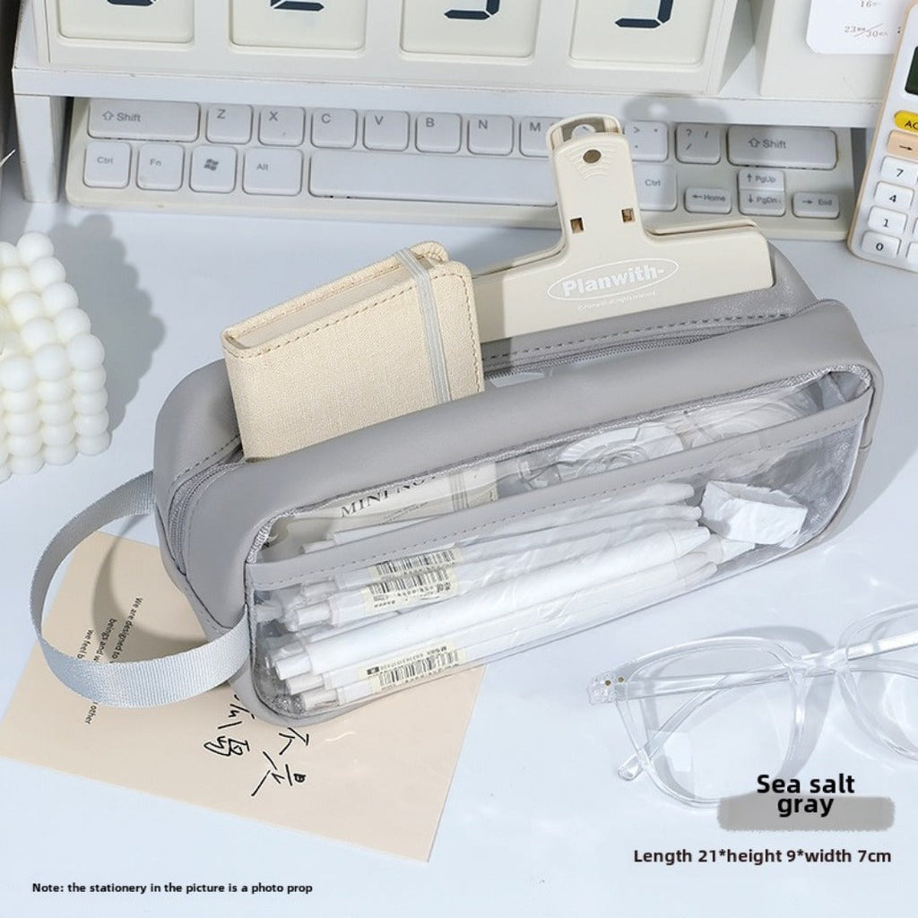 Transparent pencil case, portable tote storage bag, waterproof large-capacity stationery storage box. - SJB-DIAMOND ELITES