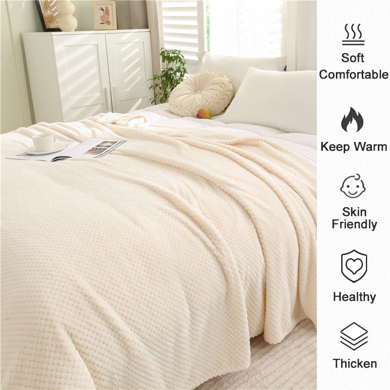 Fluffy Plaid Winter Bed Blankets by Pi Mart