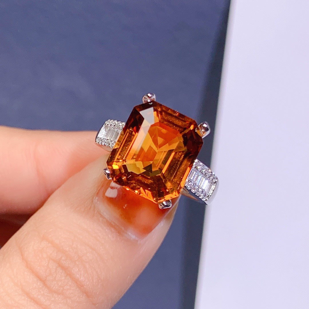 Large Grain Natural Citrine Ring Black Velvet Pi-Mart