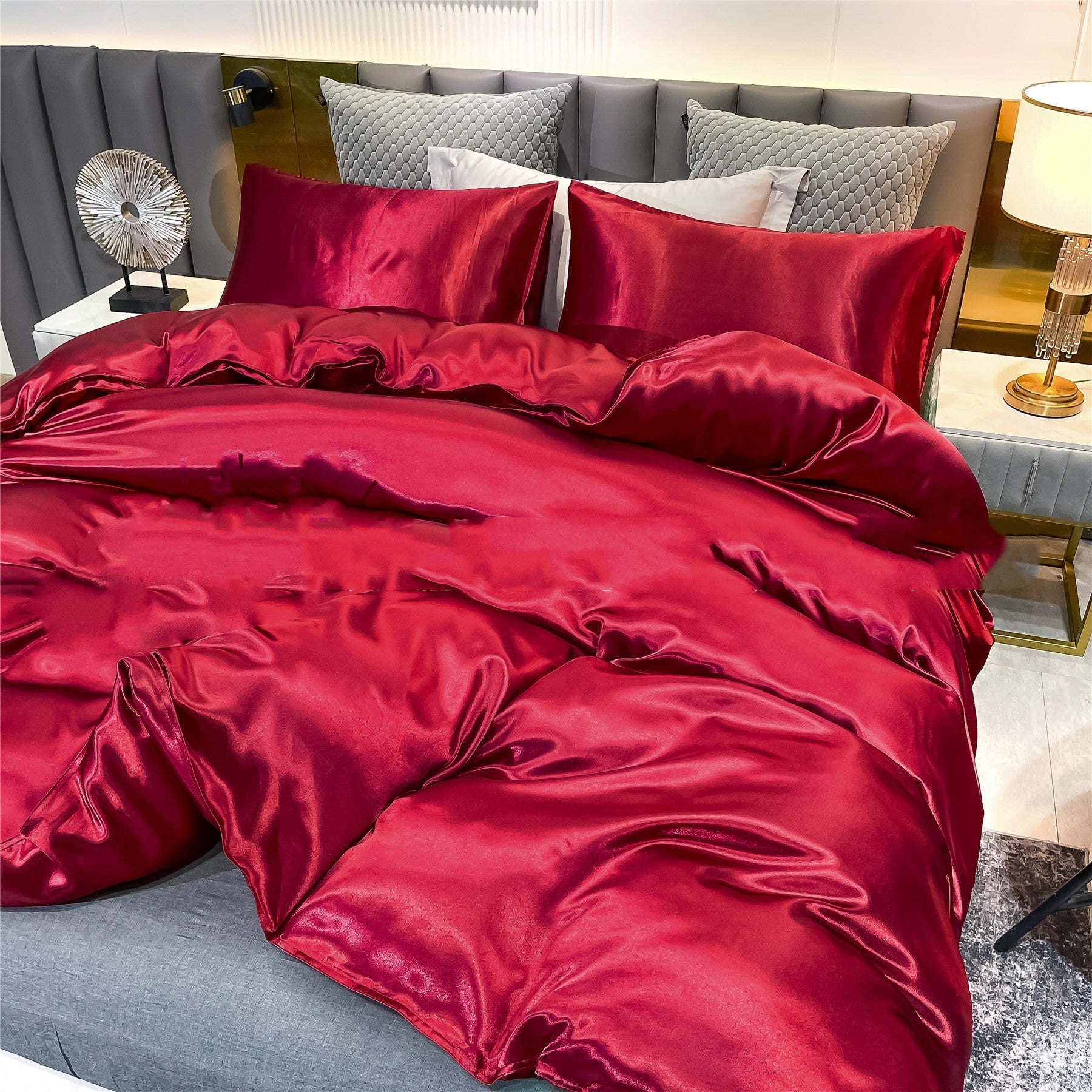 Satin Home Textile Quilt Cover Pillowcase Three-piece Set Pi-Mart