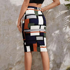 Ladies' Colorful Versatile Irregular Geometric Pattern Slim Fit Hip Hugging Skirt Short Skirt - SJB-DIAMOND ELITES