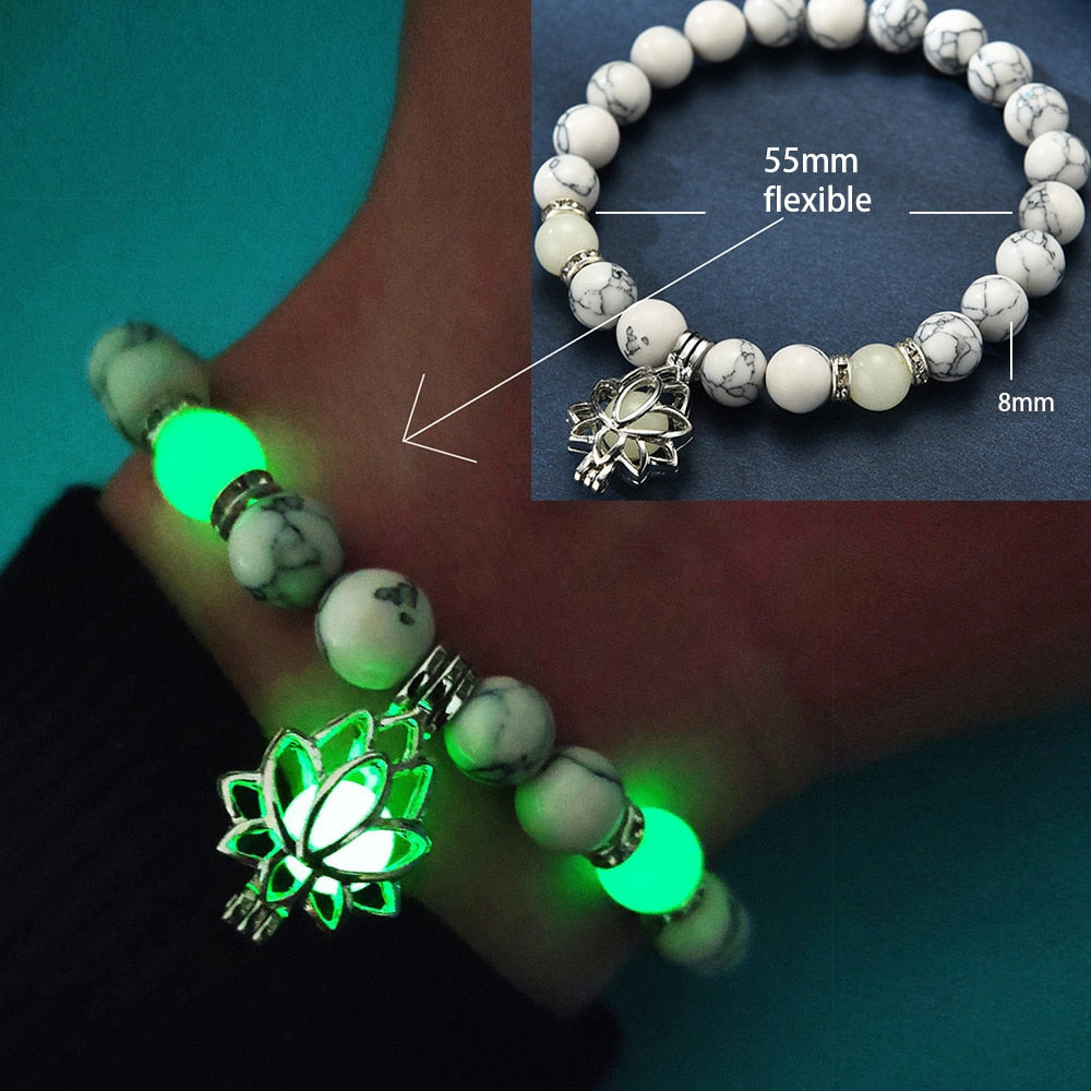 Glow In The Dark Natural Stone Bracelet Pi-Mart