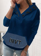 Pocket Hooded Letter Pullover Sweatshirt Pi-Mart