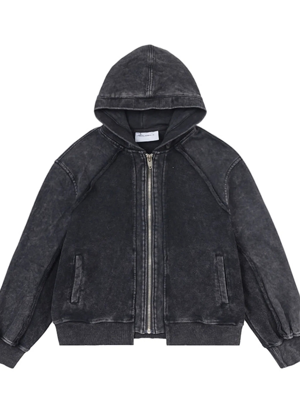 Men's Washed Zip-Up Hoodie with Pockets