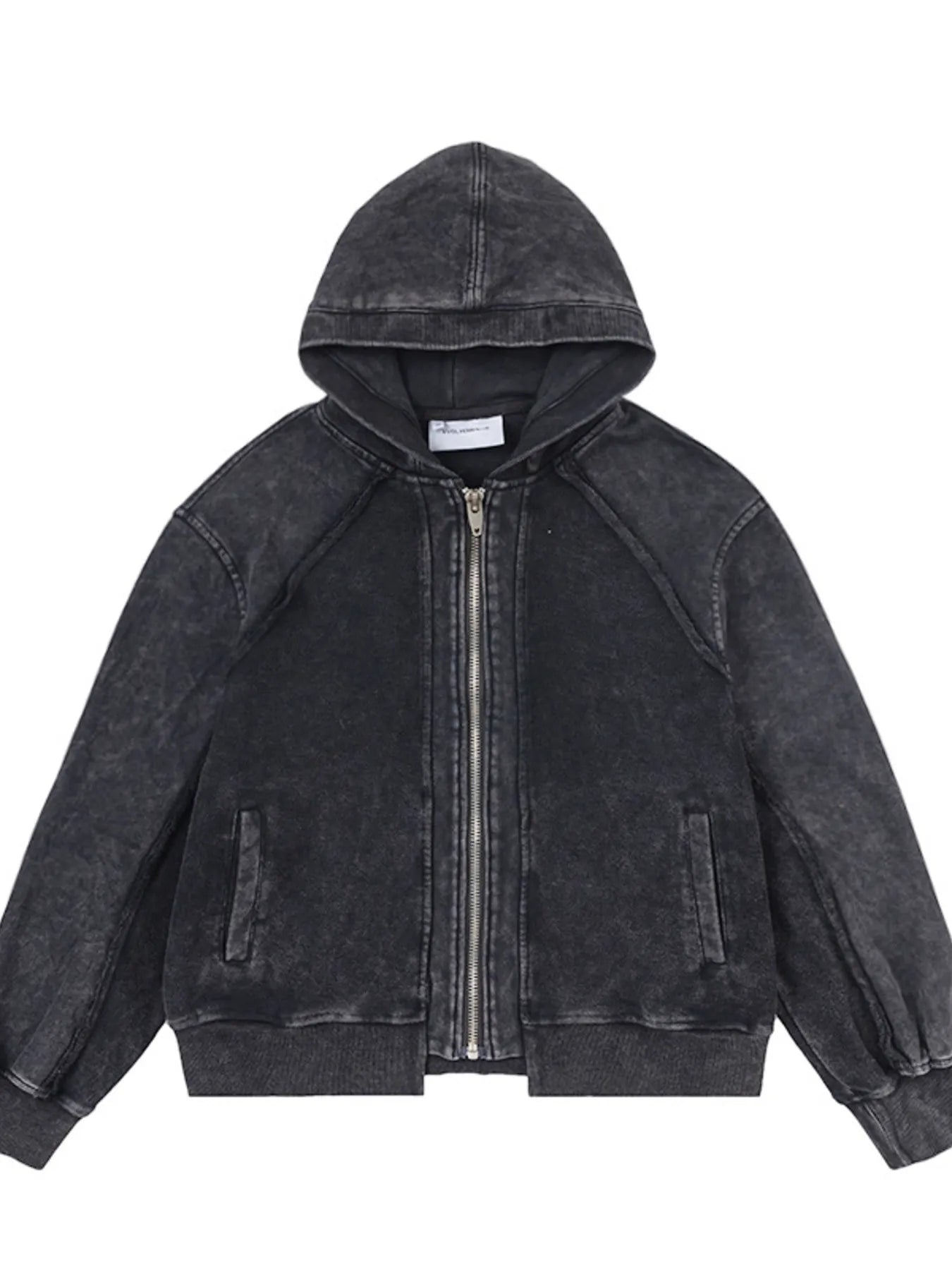 Men's Washed Zip-Up Hoodie with Pockets