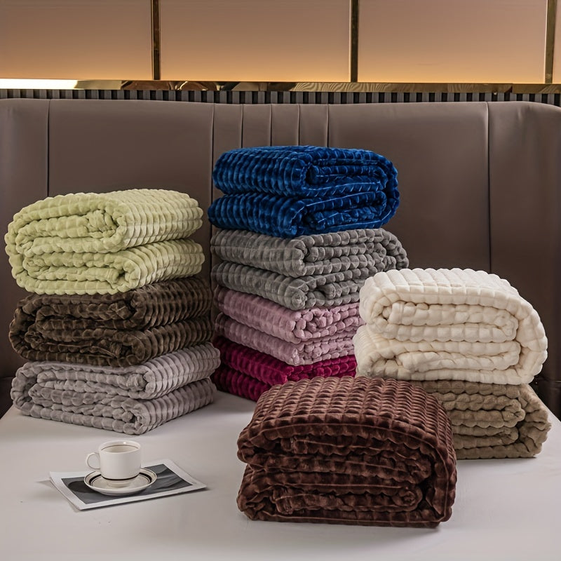 1pc Blanket Flannel/thick Blanket/grey/khaki/royal Blue/white/dark Gray/burgundy/beige/dark Brown/Silvery Gray/taro Purple/green/bedroom/guest Room/living Room/student Dormitory /car/sofa/travel Cute Multifunctional Blanket Lootquake LLC
