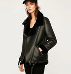 Jacket Tops Women's Trendy Belt PU Leather Jacket