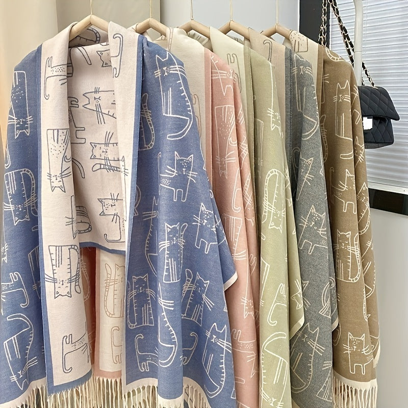 Simple Cartoon Tassel Scarf Fashion Outerwear Warm Wrap Office Nap Blanket Air Conditioning Room Windproof Shawl For Women Lootquake LLC