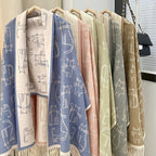 Simple Cartoon Tassel Scarf Fashion Outerwear Warm Wrap Office Nap Blanket Air Conditioning Room Windproof Shawl For Women Lootquake LLC