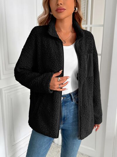 Winter Warm Zip Up Long Sleeve Jacket Fuzzy Cozy & Stylish Jacket Cold-Weather Essential Outdoor Jacket Stevvex