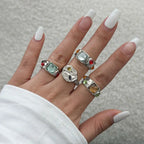 Geometric Diamond Gemstone Ring Suit Women