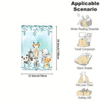 1pc Custom Flannel Blanket, Personalized Cartoon Animal Print Custom Your Name Flannel Blanket, Soft And Warm Memorable Moments Commemorative Blanket, Great Holiday Gift For Classmates, Friends, Family And Lovers, Used For Na