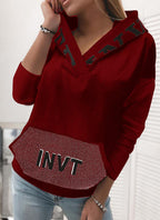 Pocket Hooded Letter Pullover Sweatshirt Pi-Mart