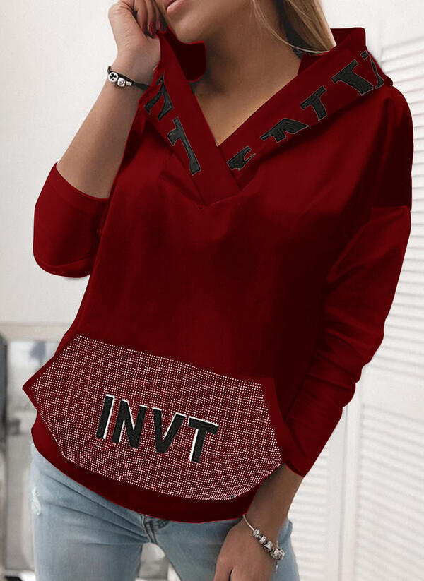 Pocket Hooded Letter Pullover Sweatshirt Pi-Mart