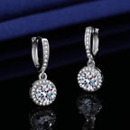 Moissanite Tassel Princess Round Bag 1 Karat Silver Earrings