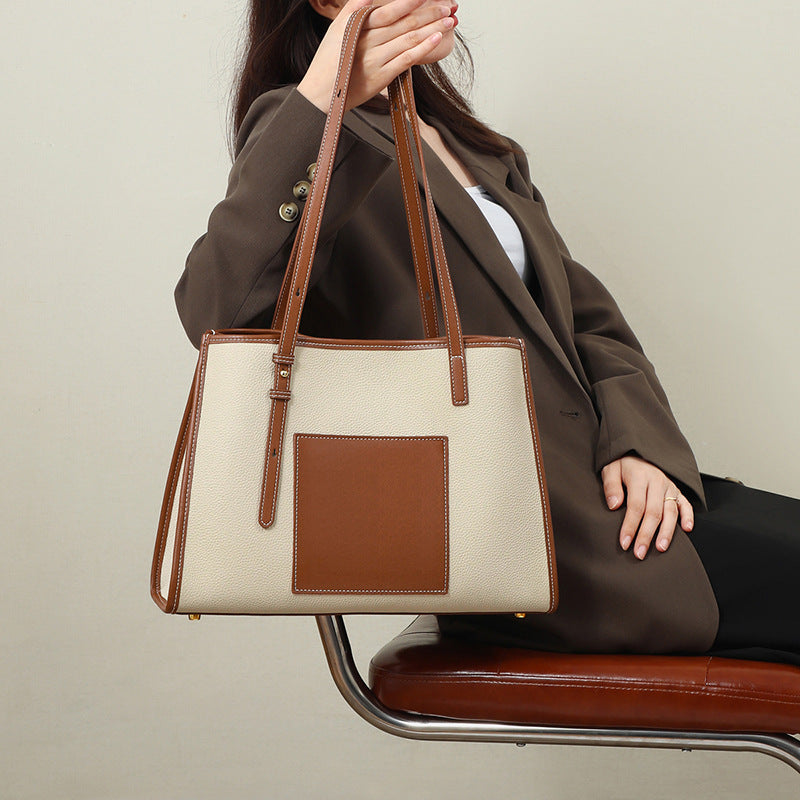 Genuine leather shoulder bag all-match large-capacity tote bag for women 5734 - SJB-DIAMOND ELITES