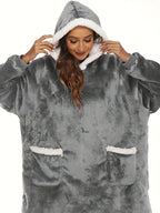 Cozy Plus Size Sherpa Fleece Robe - Ultra-Warm, Extra Long, Oversized Wearable Blanket with Pockets for Ultimate Relaxation - Soft, Thickened, and Plush for Women's Casual Loungewear Lootquake LLC