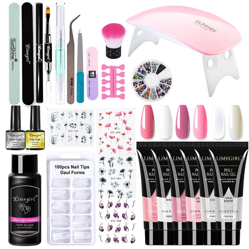 Poly nail Gel Kit With 54W UV Lamp Pi-Mart