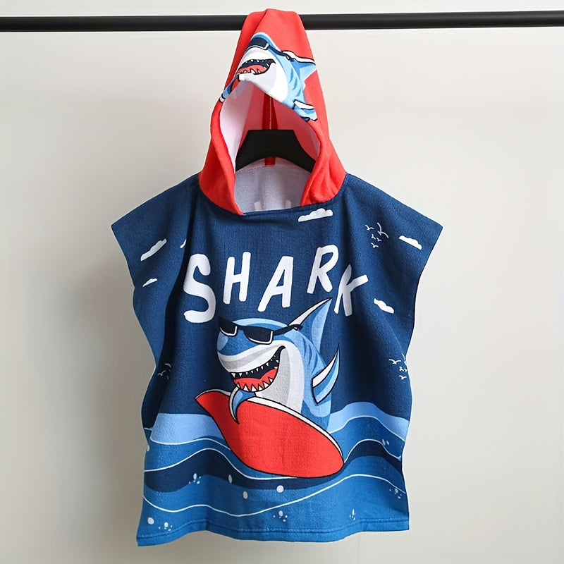 1pc Children's Bath Towel, Cartoon Pattern Hooded Bathrobe, Soft Microfiber Kids' Bath Towel, Soft Cloak Blanket, Wearable Beach Towel, Beach Essential, Bathroom Supplies Lootquake LLC