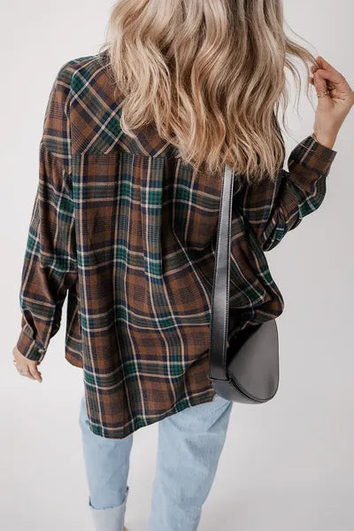 Timeless Women's Classic Plaid Button-Up Long Sleeve Jacket – Lightweight & Stylish Cotton-Blend Outerwear Stevvex