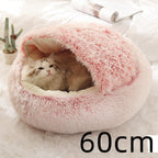 2 In 1 Dog And Cat Bed Pet Winter Bed Round Plush Warm Bed House Soft Long Plush Pets Bed Pi-Mart