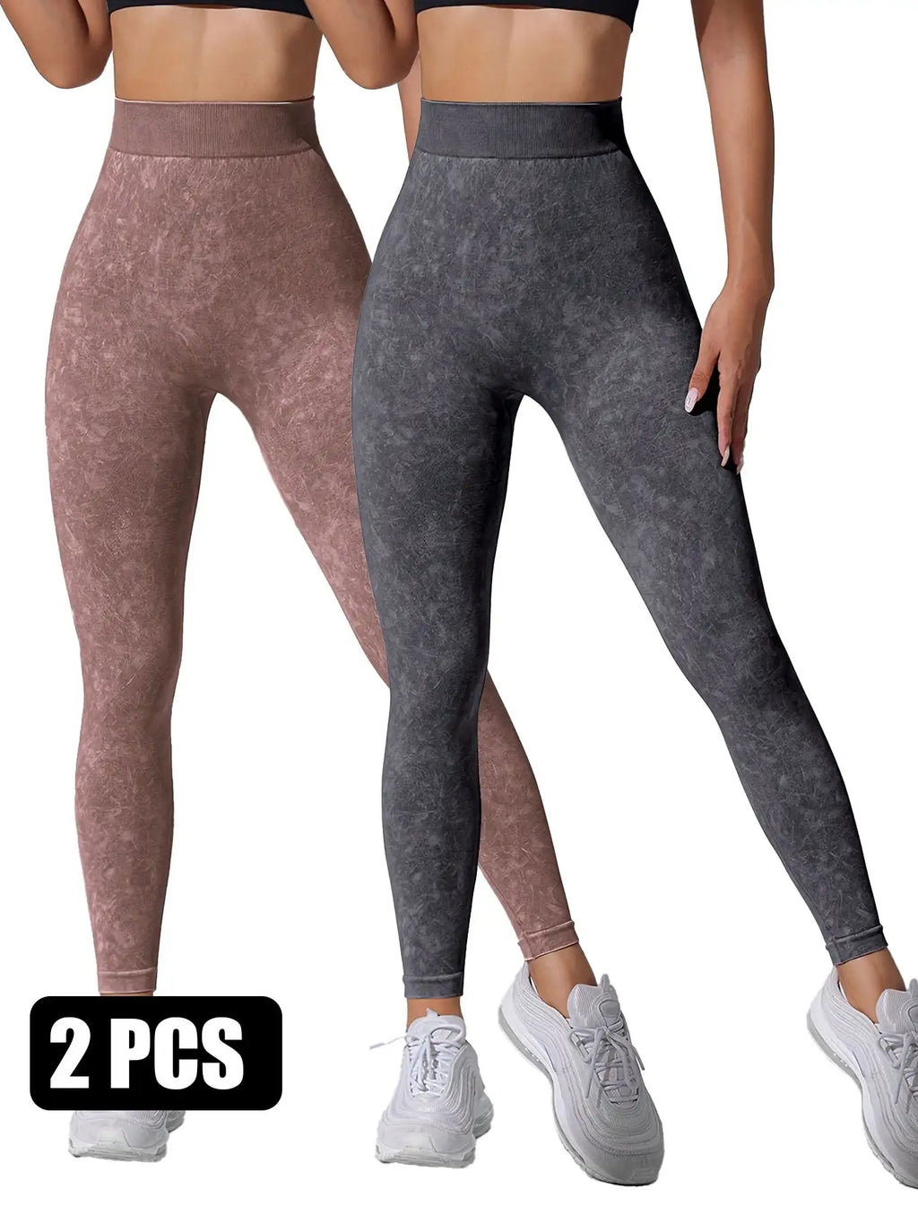 2 Pieces High Waist V Back Yoga Pants Tummy Control Running Workout Tight - SJB-DIAMOND ELITES
