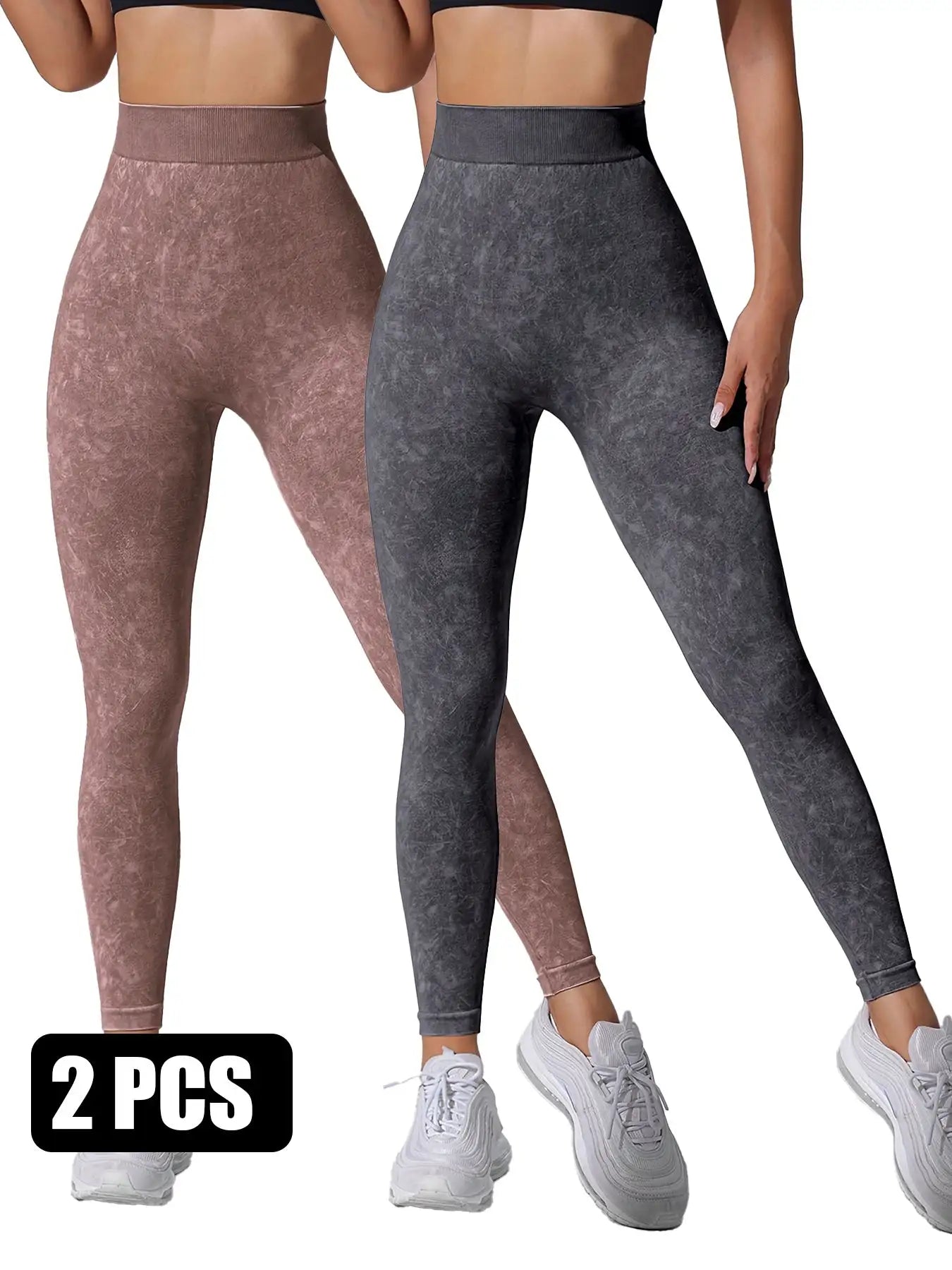2 Pieces High Waist V Back Yoga Pants Tummy Control Running Workout Tight - SJB-DIAMOND ELITES