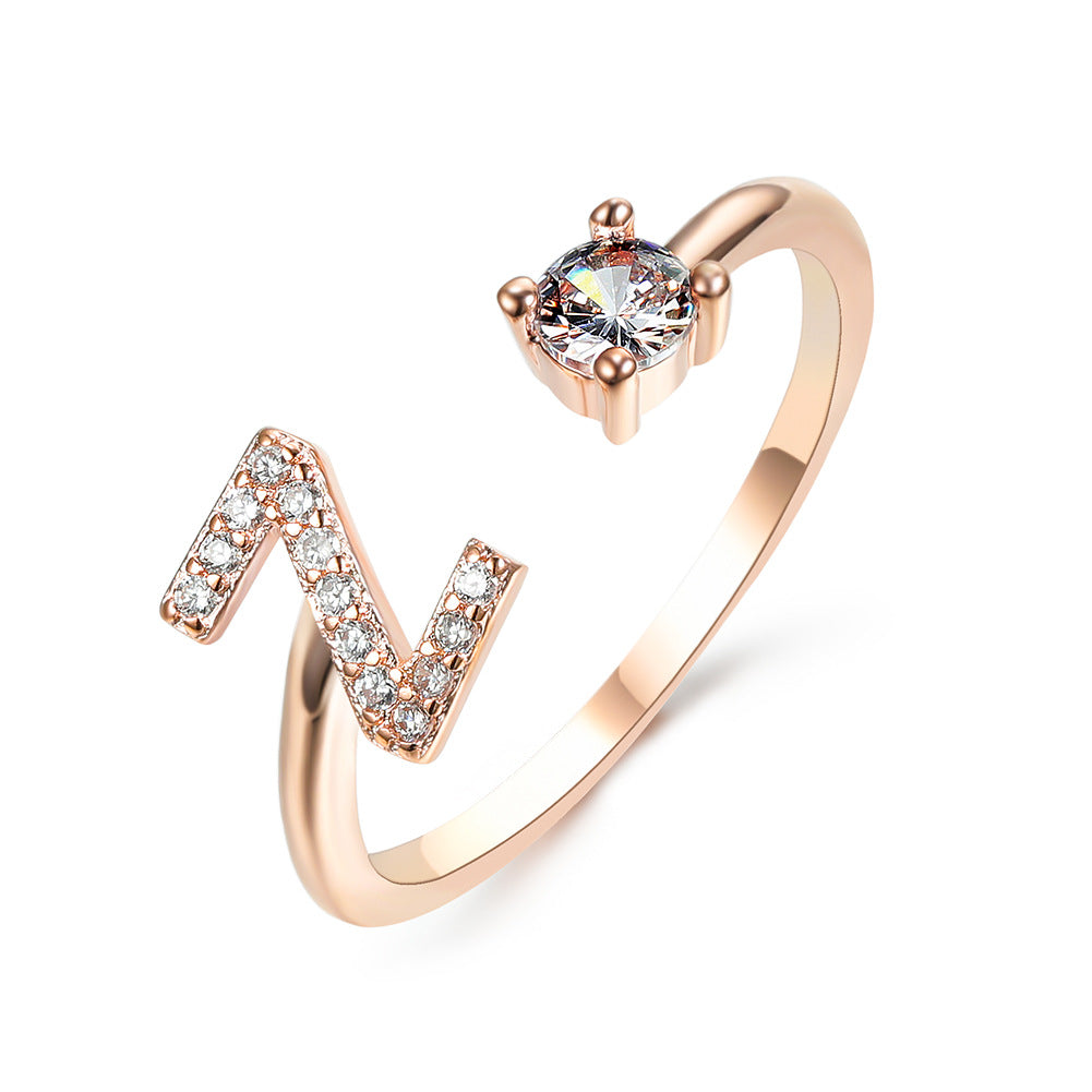 Adjustable 26 Initial Letter Ring Fashion Jewelry For Women Simple Elegant Jewelry Pi-Mart
