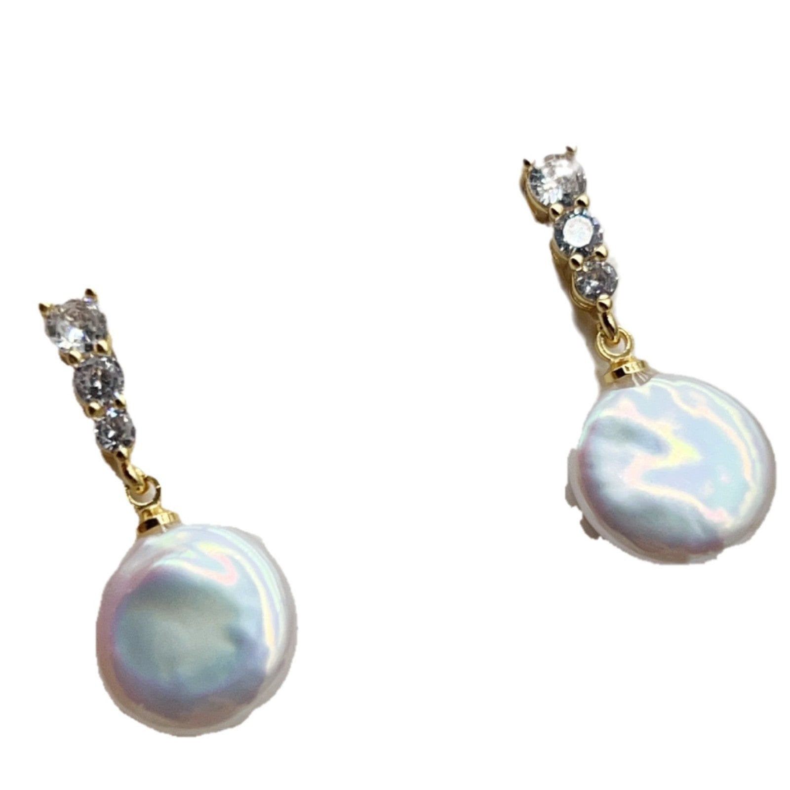 Classic Double Bead Baroque Stud Earrings Pi-Mart