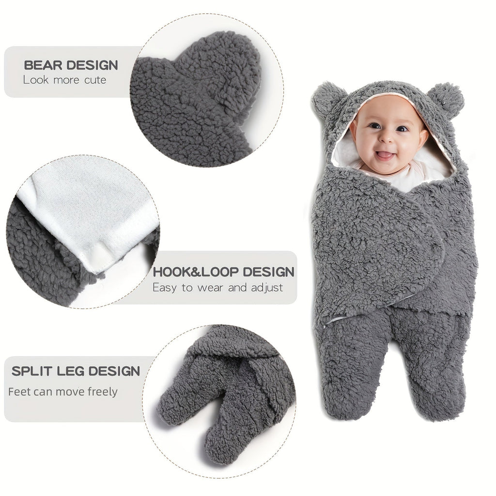 1pc Velvet Sleeping Bag, Cute Bear Shape Wrap Blanket, Christmas, Halloween, Thanksgiving Gift Lootquake LLC