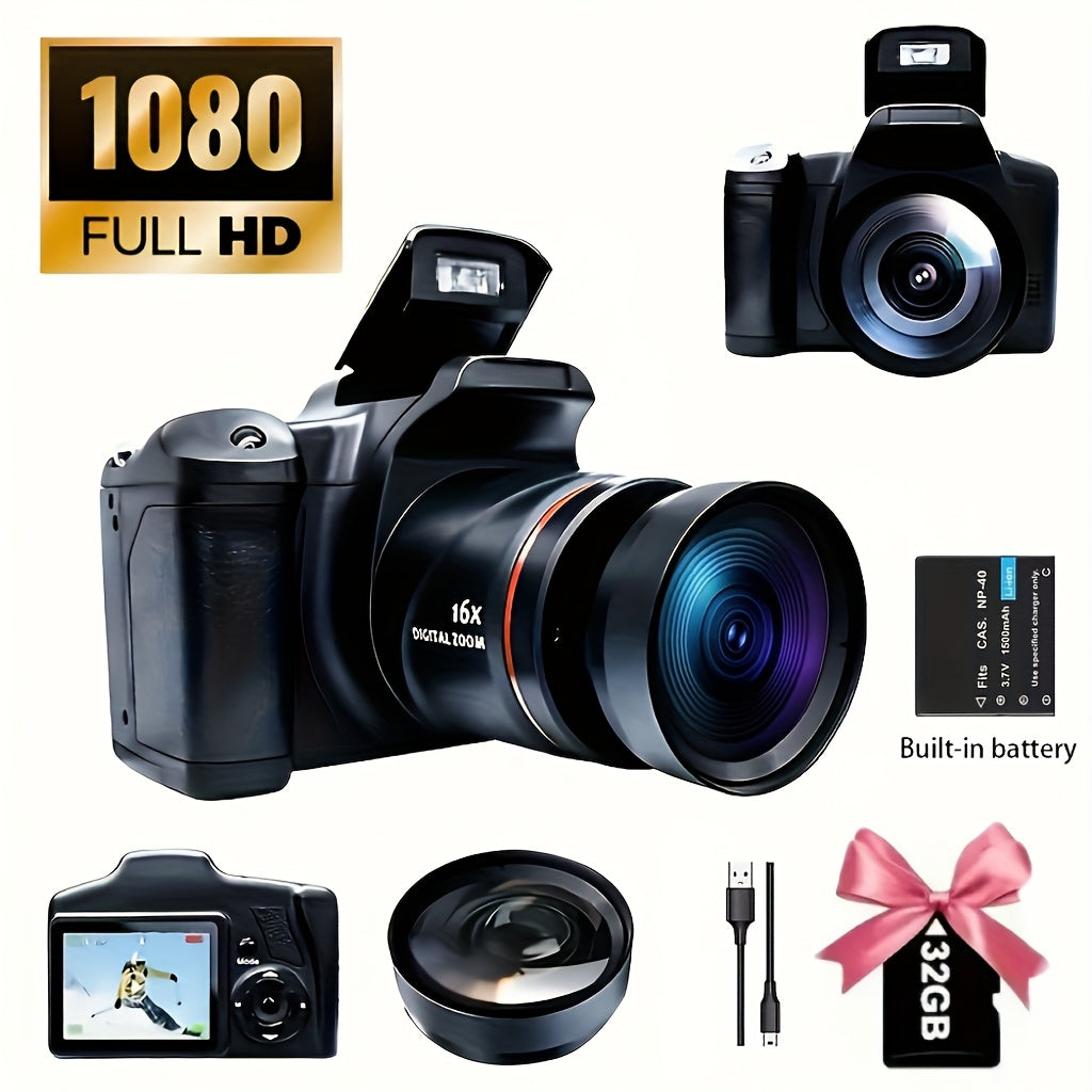 Digital Camera Photography With 2.4-inch LCD Screen, 16xdigital Camera 1080p Mini Camera Vlog Camera With 9.88mm Wide-angle Lens Cool Stuff Travel Essentials Gift, Body Camera Compact Travel Camera, Camera For Vlogqing, Camer Lootquake LLC