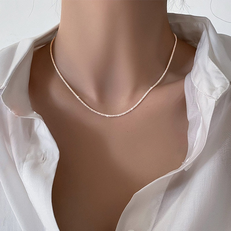 Sparkling Clavicle Chain Necklace Pi-Mart