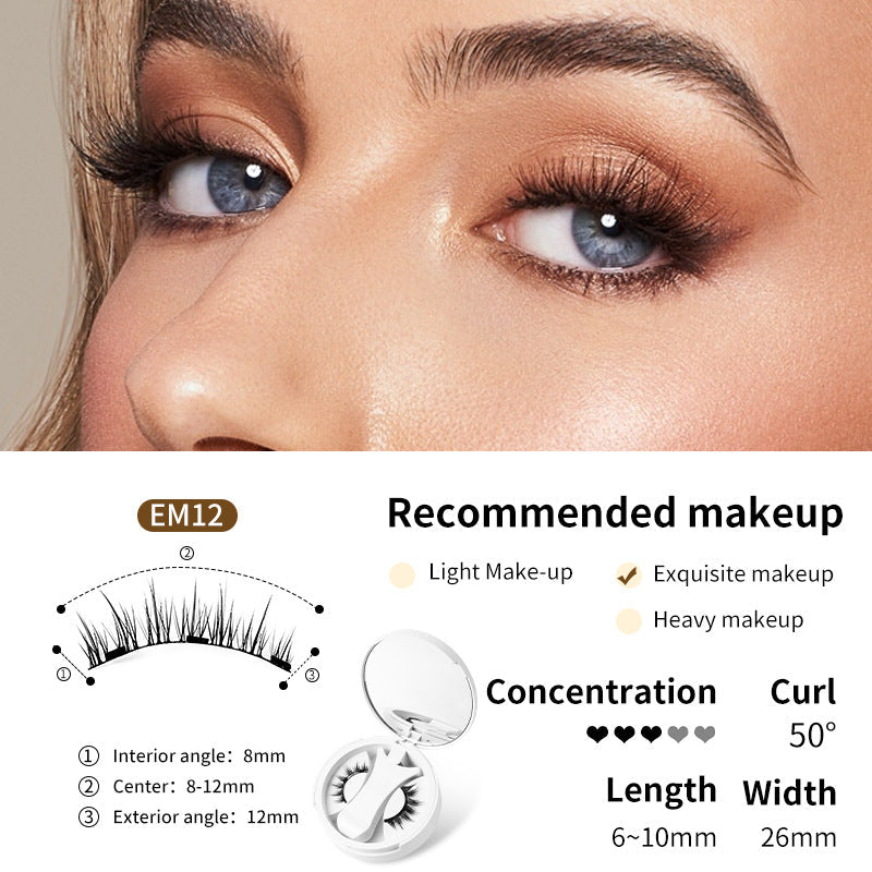 Magnetic False Eyelashes Integrated Storage Box Glue-free Magnet False Eyelashes Natural Makeup Tools With Applicater Pi-Mart