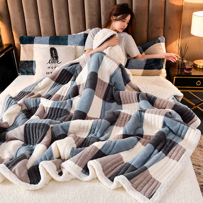 Cashmere Three-layer Blanket Thickened Warm Feather Silk Blanket Pi-Mart
