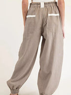 StripeFlex Cargo Joggers: Comfy, Pocketed, Easy-Care THRIXINE