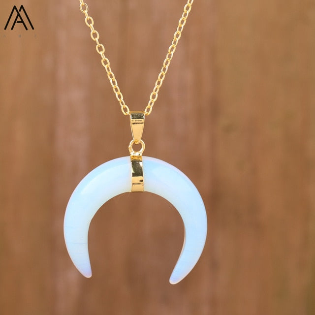 Moon Shape Amethyst Necklace Pi-Mart