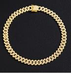 Gold Plated Iced Out Chain for Men and Women Cuban Chain Necklace Pi-Mart