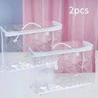 1pcs/2pcs 2-Pack Transparent PVC Travel Makeup Bag, Waterproof Cosmetic Pouch for Travel, Portable Quilt Blanket Storage Bag Lootquake LLC
