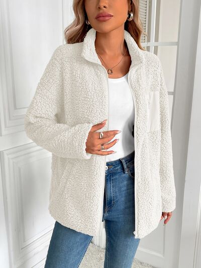 Winter Warm Zip Up Long Sleeve Jacket Fuzzy Cozy & Stylish Jacket Cold-Weather Essential Outdoor Jacket Stevvex