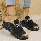 Plus Size Wedge Platform Slippers Cool Beach Leopard Slippers