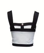 Women's Square Neck Sleeveless Color Blocked Versatile Slim Fit Vest - SJB-DIAMOND ELITES